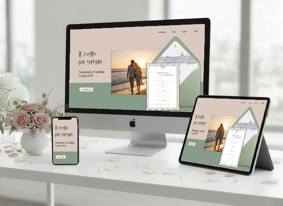 wedding website su pc, smartphone. e ipad, sito web matrimonio multi device